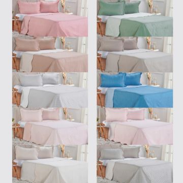 KIT COBRE-LEITO ULTRA LISSE PORTA TRAVESSEIRO CASAL ROLINHO UNITÁRIA LISA 2,10M X 2,30M